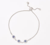 Diamonique x Udi Love Plus Evil Eye Bolo Bracelet, Sterling Silver
